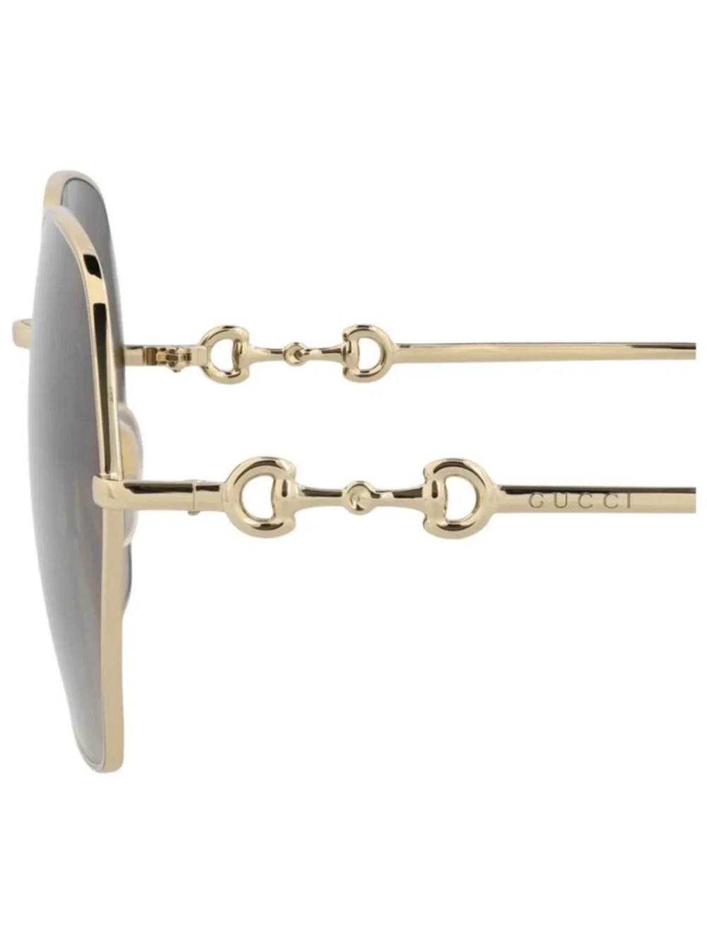 New Gucci Women's Sunglasses Square Rectangle Metal Frame Gold Gold Brown